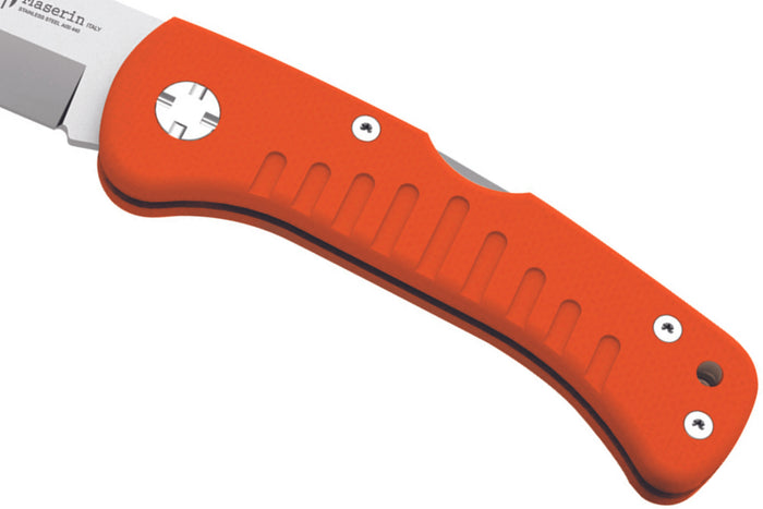 Couteau pliant Maserin Skinner 763 lame crochet guthook manche G10 orange 12,5cm