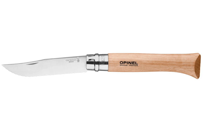 Couteau pliant Opinel n°12 lame crantée 12cm manche hêtre