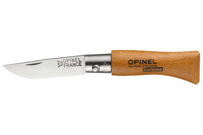 Couteau pliant Opinel Tradition Carbone n°02 lame 3,5cm manche hêtre