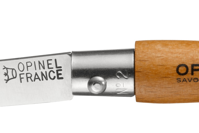 Couteau pliant Opinel Tradition Carbone n°02 lame 3,5cm manche hêtre