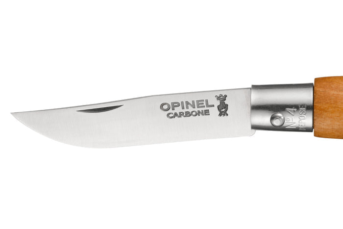 Couteau pliant Opinel Tradition Carbone n°04 lame 5cm manche hêtre