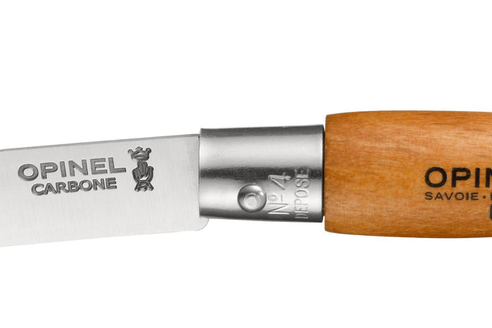Couteau pliant Opinel Tradition Carbone n°04 lame 5cm manche hêtre