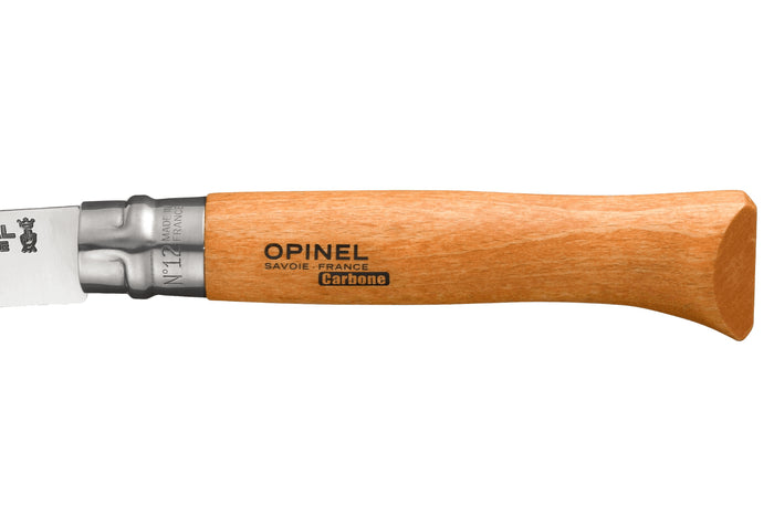 Couteau pliant Opinel Tradition Carbone n°12 lame 12cm manche hêtre