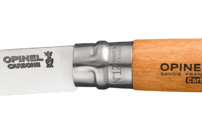 Couteau pliant Opinel Tradition Carbone n°12 lame 12cm manche hêtre