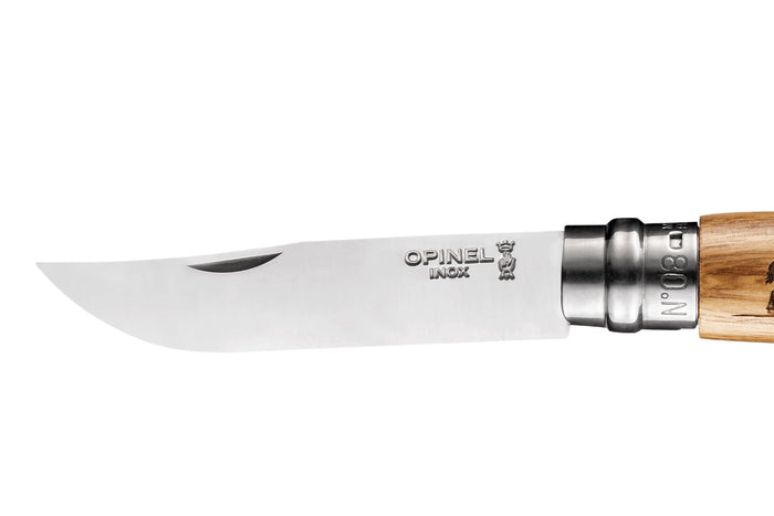 Couteau pliant Opinel Tradition Gravures Animalia Bison n°08 lame 8,5cm manche chêne
