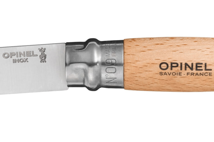 Couteau pliant Opinel Tradition Inox n°09 lame 9cm manche hêtre