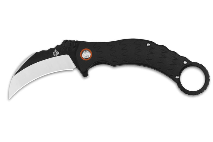Couteau pliant QSP Eagle 120B karambit manche en G10 noir 13,6cm