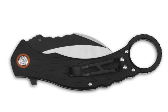Couteau pliant QSP Eagle 120B karambit manche en G10 noir 13,6cm