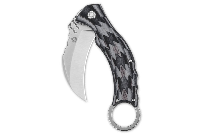 Couteau pliant QSP Eagle 120E karambit manche en G10 gris et noir 13,6cm