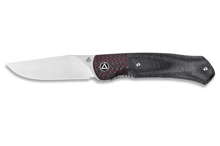 Couteau pliant QSP Gannet 137A manche en carbone et micarta noir et rouge 11,4cm