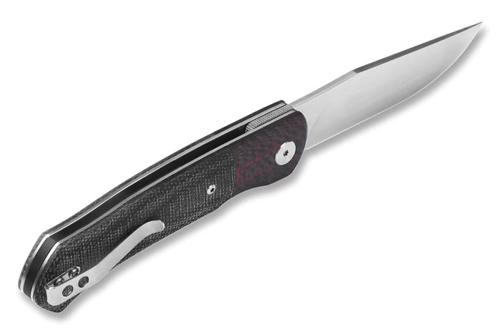 Couteau pliant QSP Gannet 137A manche en carbone et micarta noir et rouge 11,4cm