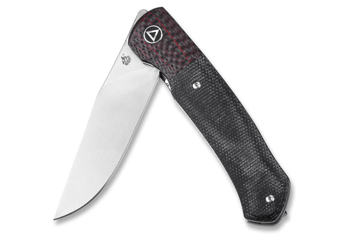 Couteau pliant QSP Gannet 137A manche en carbone et micarta noir et rouge 11,4cm