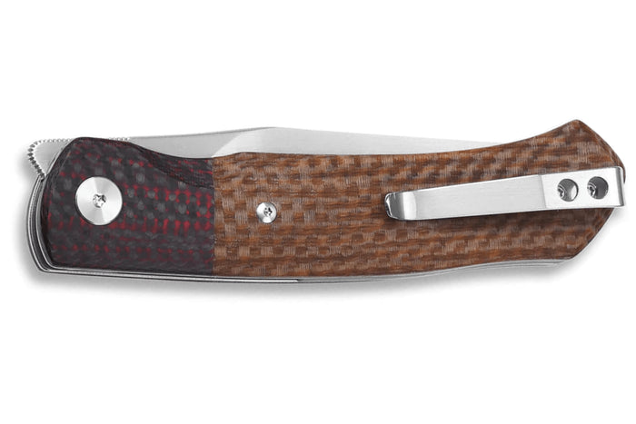 Couteau pliant QSP Gannet 137B manche en fibre de carbone et micarta noir/marron 11,4cm