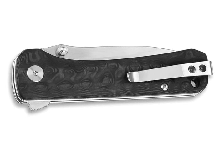 Couteau pliant QSP Hawk 131C manche en fibre de carbone motif damassé 10,5cm