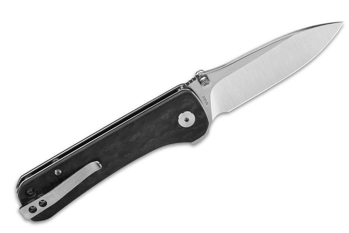 Couteau pliant QSP Hawk 131C manche en fibre de carbone motif damassé 10,5cm