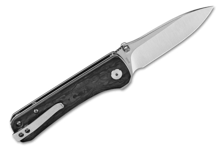 Couteau pliant QSP Hawk 131F manche en fibre de carbone noir et gris 10,5cm
