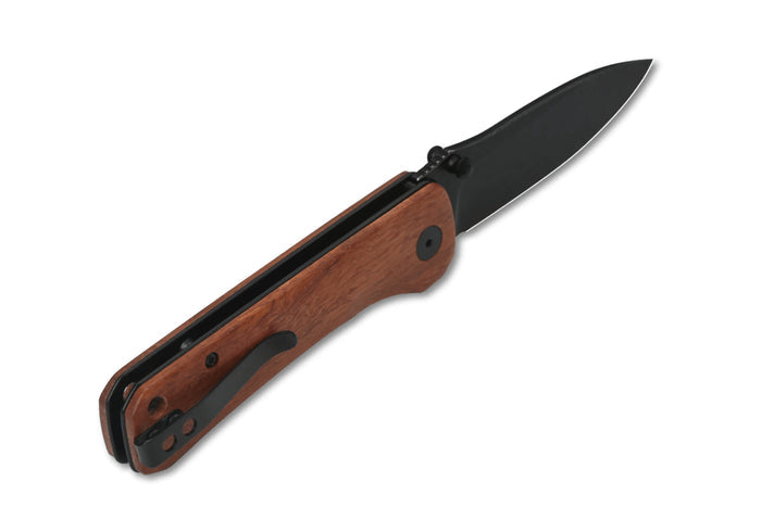 Couteau pliant QSP Hawk 131O2 lame noire manche en bois de Mkuruti 10,5cm