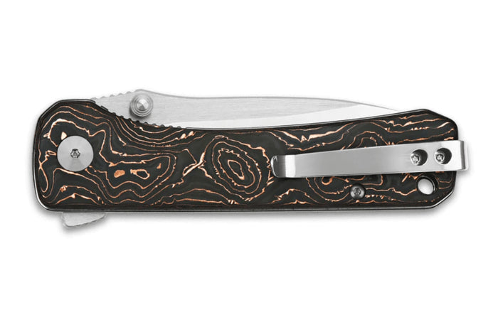 Couteau pliant QSP Hawk 131T manche en carbone incrusté de cuivre 10,5cm noir/bronze