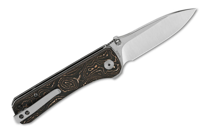 Couteau pliant QSP Hawk 131T manche en carbone incrusté de cuivre 10,5cm noir/bronze