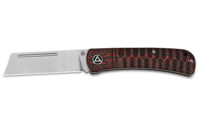 Couteau pliant QSP Hedgehog 142D manche en fibre de carbone noir et rouge 9,5cm