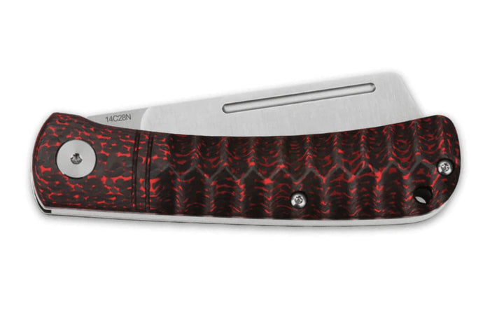 Couteau pliant QSP Hedgehog 142D manche en fibre de carbone noir et rouge 9,5cm