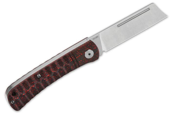 Couteau pliant QSP Hedgehog 142D manche en fibre de carbone noir et rouge 9,5cm