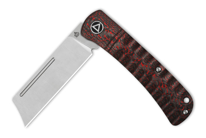 Couteau pliant QSP Hedgehog 142D manche en fibre de carbone noir et rouge 9,5cm