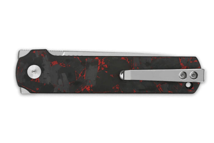 Couteau pliant QSP Lark 144D manche en carbone/G10 noir et rouge 10,8cm
