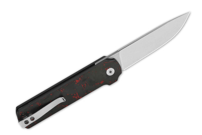 Couteau pliant QSP Lark 144D manche en carbone/G10 noir et rouge 10,8cm