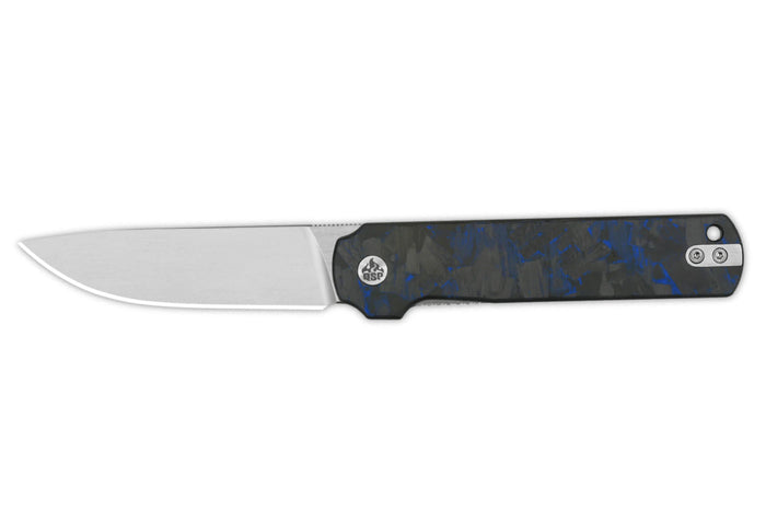 Couteau pliant QSP Lark 144E manche carbone/G10 noir et bleu 10,8cm