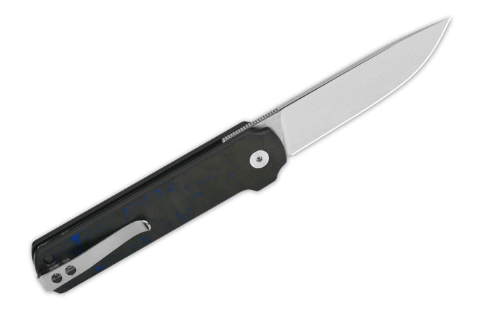Couteau pliant QSP Lark 144E manche carbone/G10 noir et bleu 10,8cm
