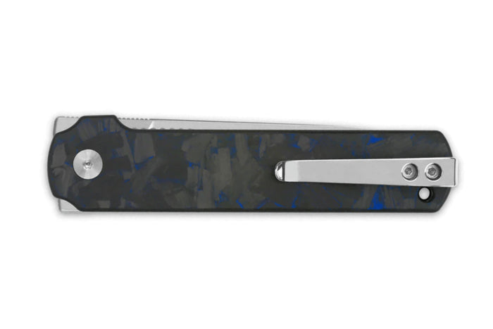Couteau pliant QSP Lark 144E manche carbone/G10 noir et bleu 10,8cm