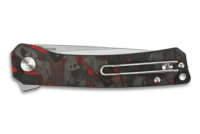 Couteau pliant QSP Osprey shredded 139F1 manche en carbone et G10 gris/rouge 10,8cm
