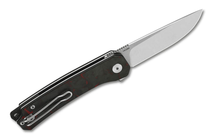 Couteau pliant QSP Osprey shredded 139F1 manche en carbone et G10 gris/rouge 10,8cm