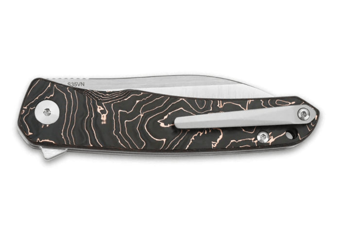 Couteau pliant QSP Otter 140B1 manche en carbone/cuivre noir et bronze 9,6cm