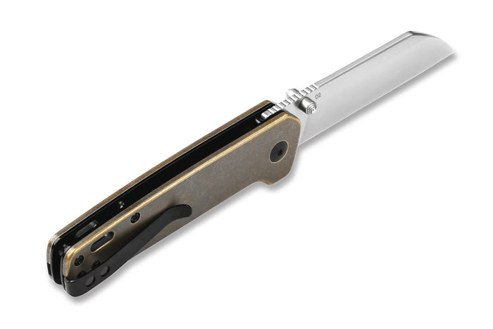Couteau pliant QSP Penguin 130F manche en laiton stonewashed marron 10,2cm