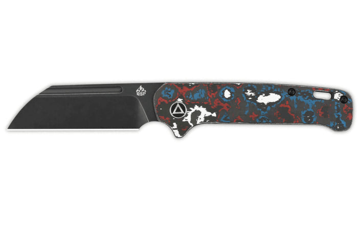 Couteau pliant QSP Penguin 130SJF2 lame noire manche en carbone multicolore 10,3cm