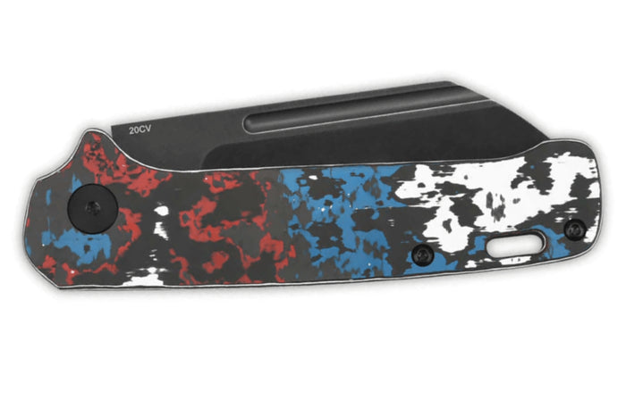 Couteau pliant QSP Penguin 130SJF2 lame noire manche en carbone multicolore 10,3cm