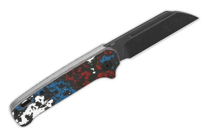 Couteau pliant QSP Penguin 130SJF2 lame noire manche en carbone multicolore 10,3cm