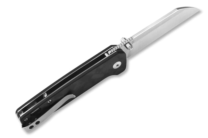 Couteau pliant QSP Penguin 130T manche en micarta noir motif charbon de bois 10,2cm