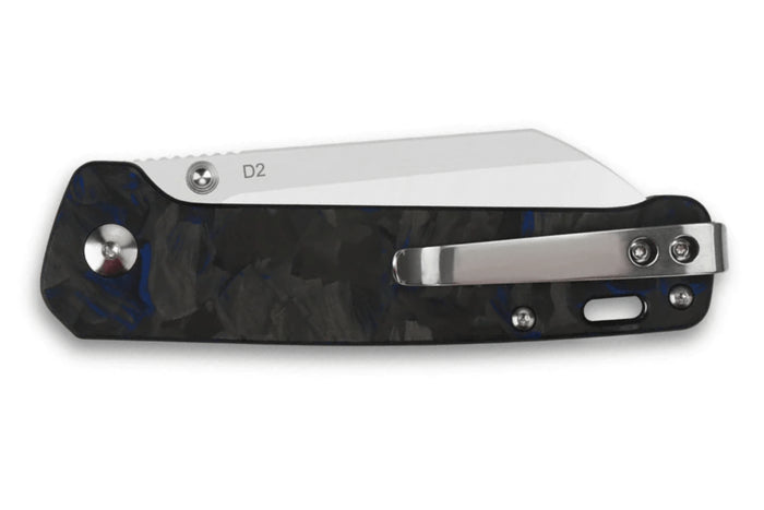 Couteau pliant QSP Penguin 130TBL manche en carbone/G10 noir et bleu 10,2cm