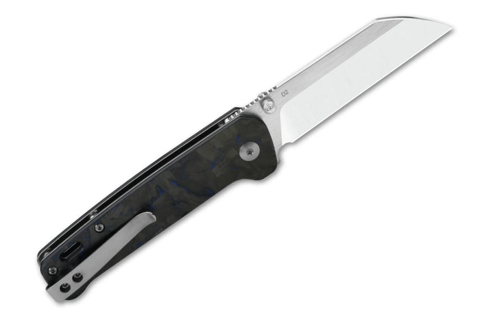 Couteau pliant QSP Penguin 130TBL manche en carbone/G10 noir et bleu 10,2cm