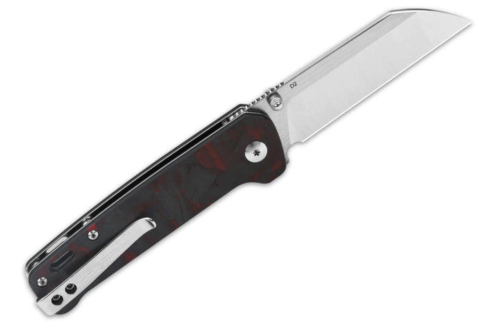 Couteau pliant QSP Penguin 130TRD manche en fibre de carbone noir et rouge 10,2cm