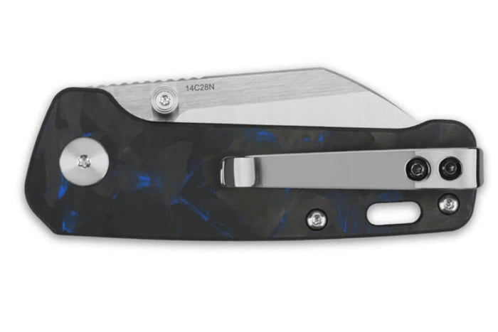 Couteau pliant QSP Penguin Mini 130XSD1 manche en carbone et G10 noir et bleu 8,2cm