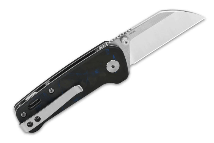 Couteau pliant QSP Penguin Mini 130XSD1 manche en carbone et G10 noir et bleu 8,2cm