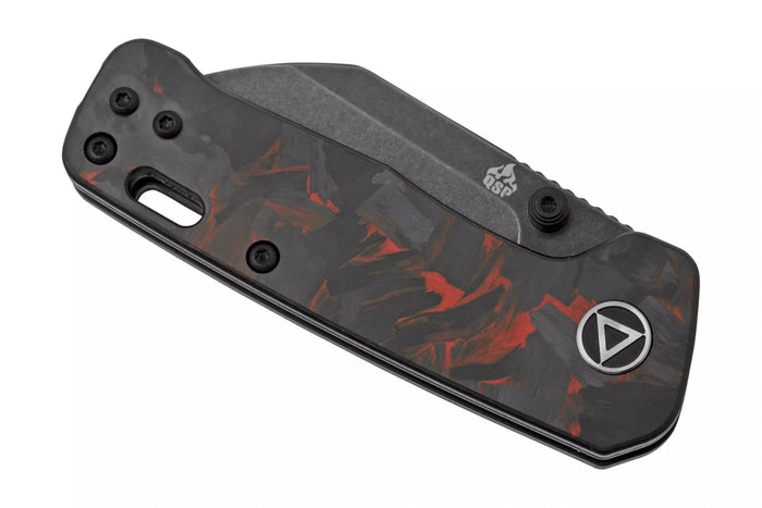 Couteau pliant QSP Penguin Mini 130XSE2 manche en carbone et G10 noir et rouge 8,2cm