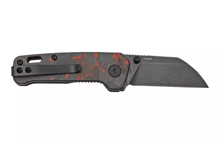 Couteau pliant QSP Penguin Mini 130XSE2 manche en carbone et G10 noir et rouge 8,2cm