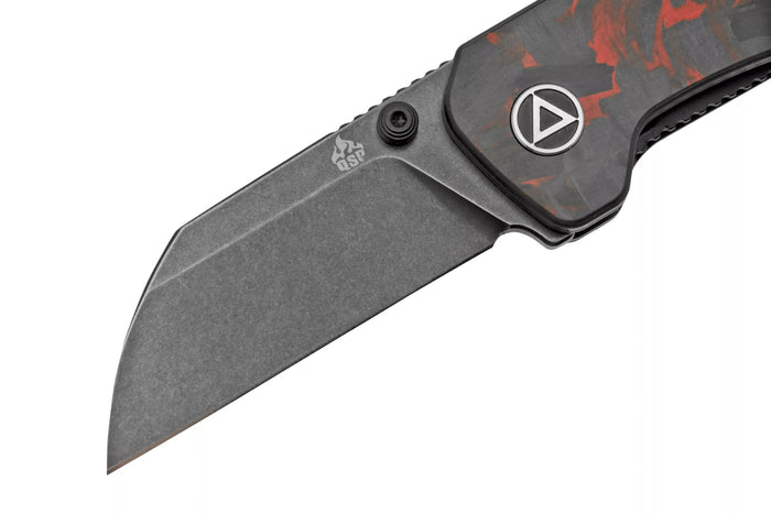 Couteau pliant QSP Penguin Mini 130XSE2 manche en carbone et G10 noir et rouge 8,2cm