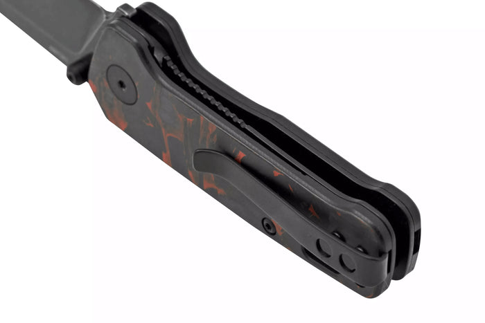 Couteau pliant QSP Penguin Mini 130XSE2 manche en carbone et G10 noir et rouge 8,2cm