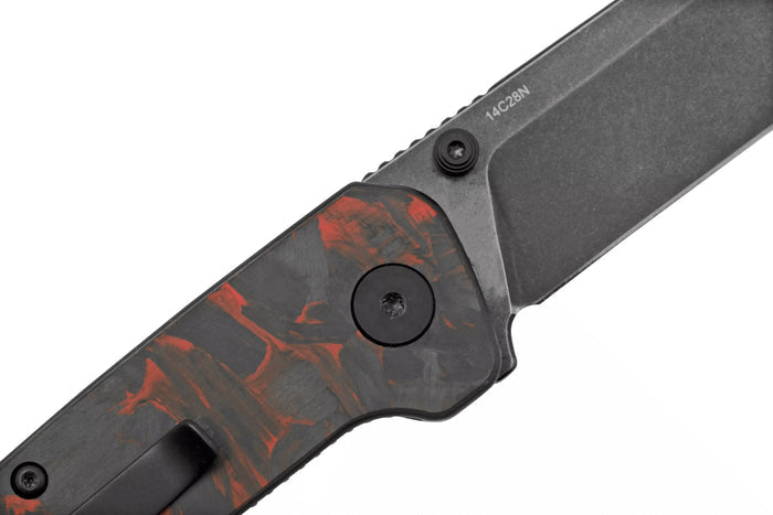 Couteau pliant QSP Penguin Mini 130XSE2 manche en carbone et G10 noir et rouge 8,2cm